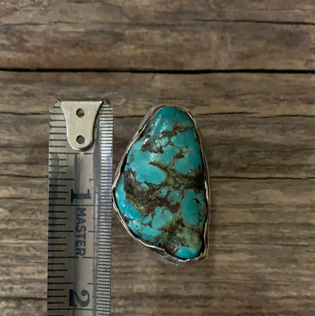 Vintage Sterling Silver Turquoise Ring Size 10