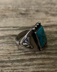 Vintage Silver Navajo Turquoise Ring Size 10.5