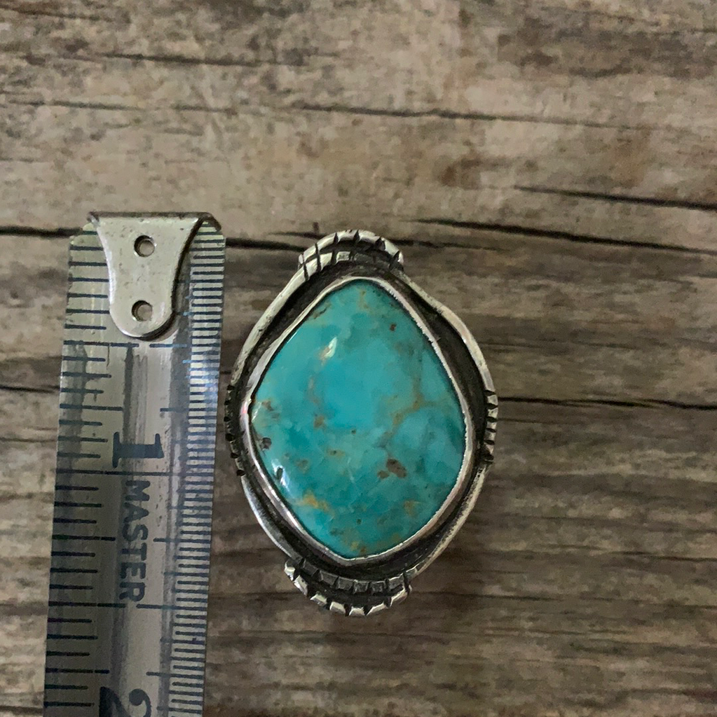Vintage Native American Silver Turquoise Ring Size 5.75