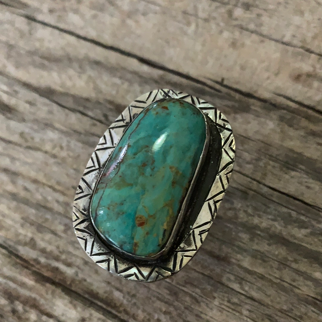 Vintage Native American Silver Turquoise Ring Size 6