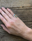 Vintage Native American Silver Coral & Turquoise Inlay Pinky Ring Size 4.5