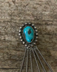 Vintage Native American Silver Turquoise Tear Drop Pin