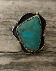 Vintage Native American Silver Turquoise Ring Size 7.75