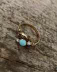 Victorian Opal & Seed Pearl Gold Ring Size 5.75