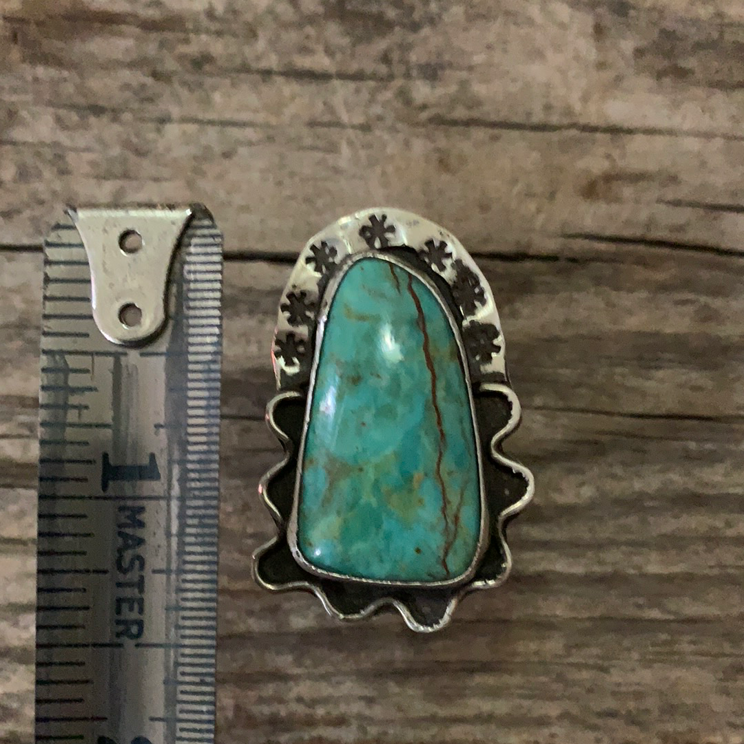 Vintage Native American Silver Turquoise Ring Size 7.75