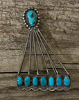 Vintage Native American Silver Turquoise Tear Drop Pin