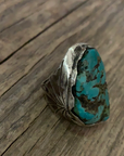 Vintage Sterling Silver Turquoise Ring Size 10