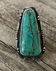 Vintage Long Stone Turquoise Silver Ring ///SOLD///