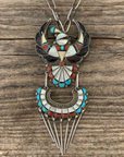 Vintage Native American Niiha Zuni Inlay Silver Necklace