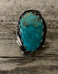 Vintage Native American Silver Turquoise Ring Size 7