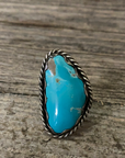 Vintage Native American Silver Blue Turquoise Ring Size 8.75