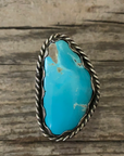 Vintage Native American Silver Blue Turquoise Ring Size 8.75