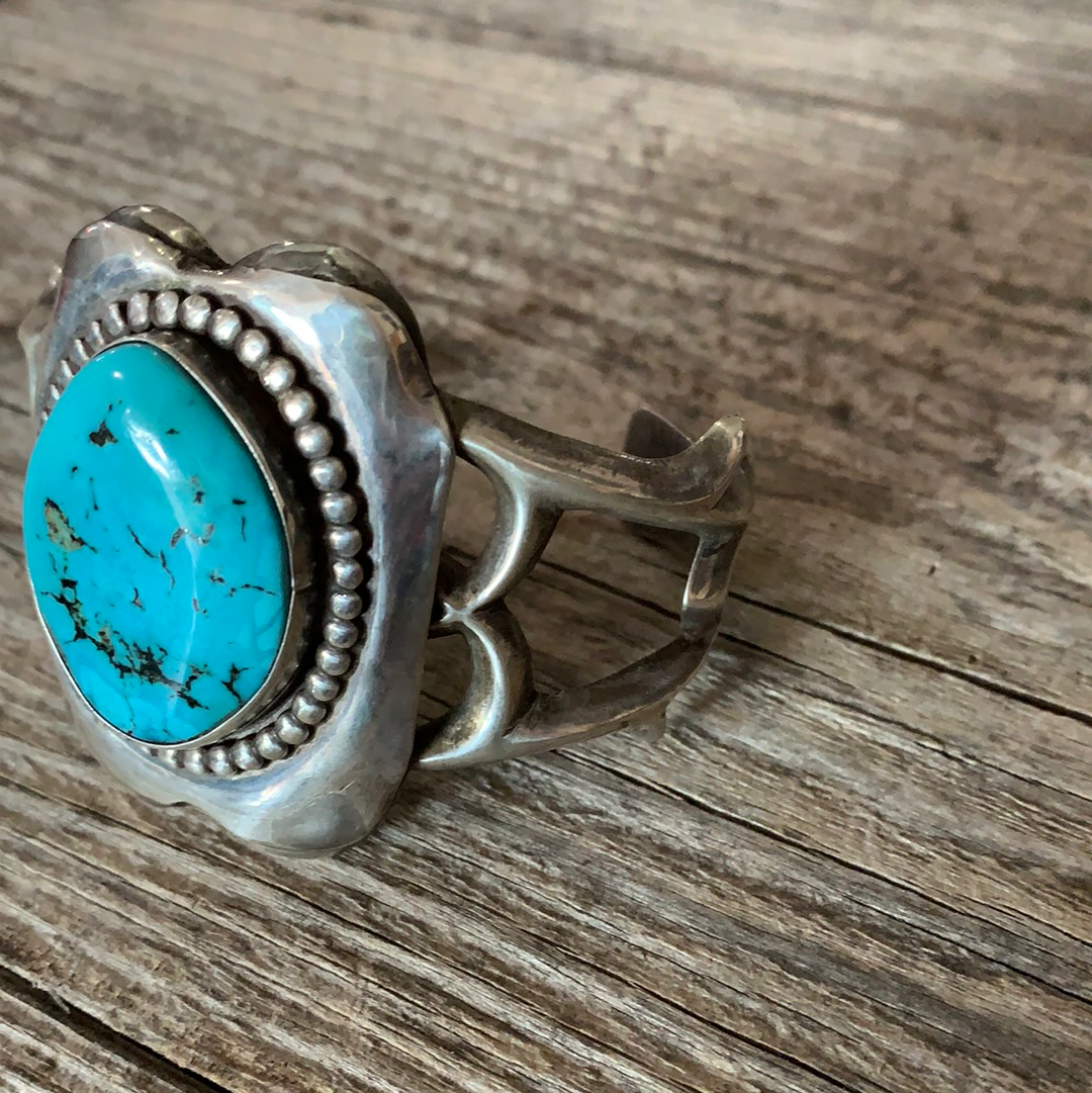 Vintage Native American Silver Turquoise Cuff