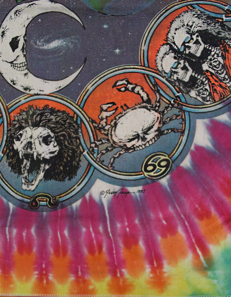 Vintage 80&#39;s Grateful Dead Jerry Jasper Zodiac Bandana