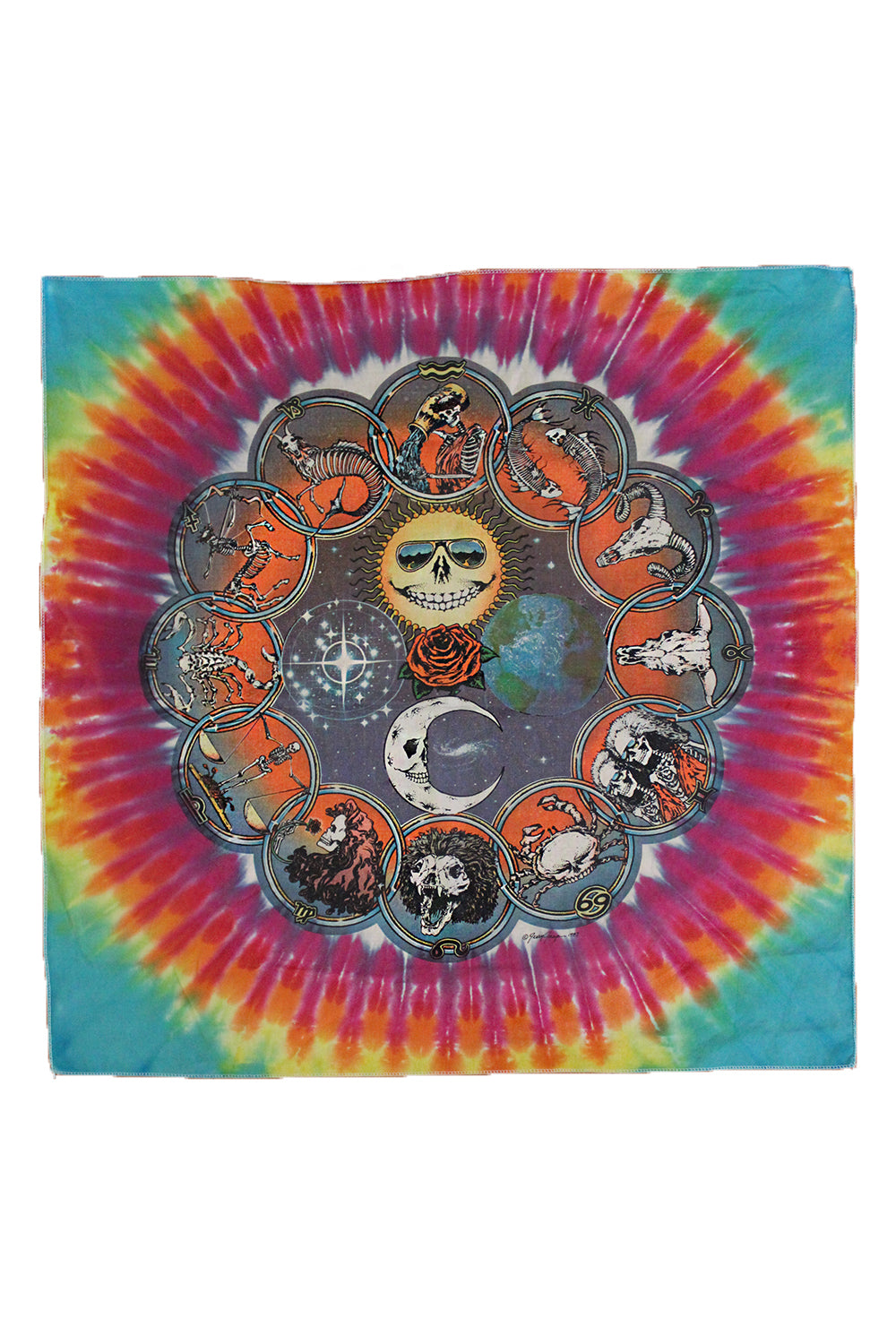 Vintage 80&#39;s Grateful Dead Jerry Jasper Zodiac Bandana