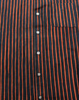 Vintage 60's Marimekko 100% Cotton Dress Shirt Brown/Indigo Stripe