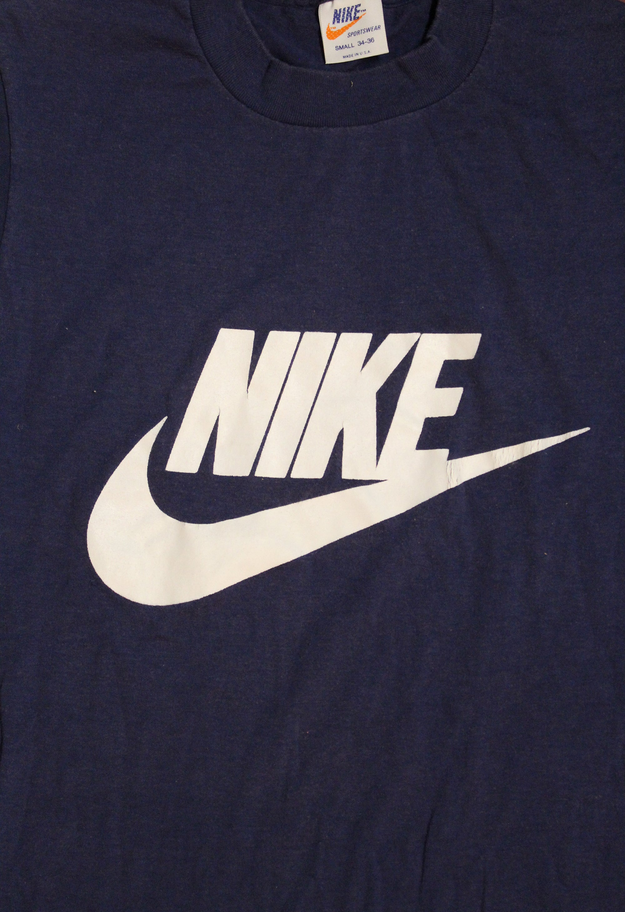 Vintage Late 1970&#39;s Nike Navy T-Shirt