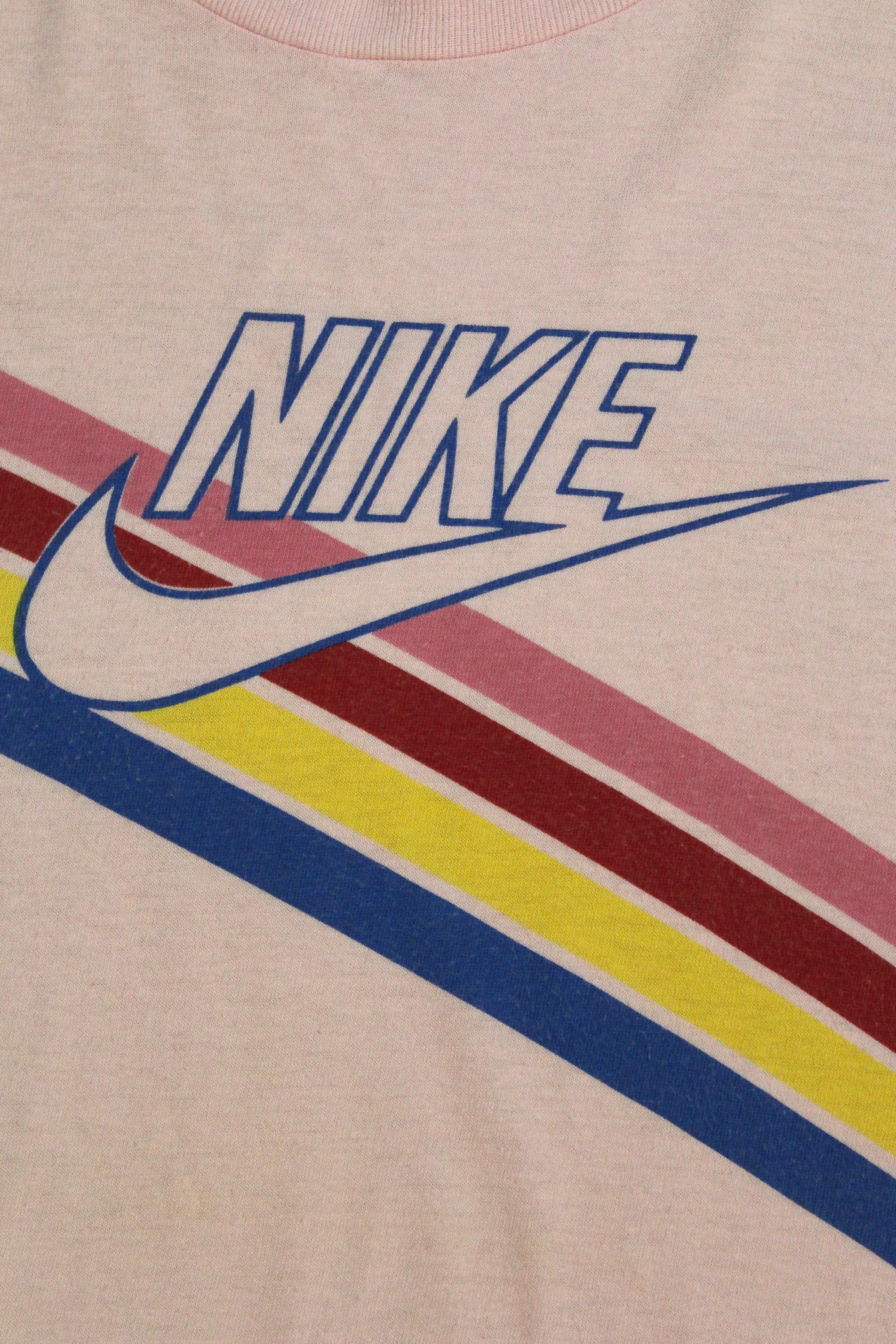 Vintage 1970&#39;s Nike Pink Graphic Made in Italy T-Shirt