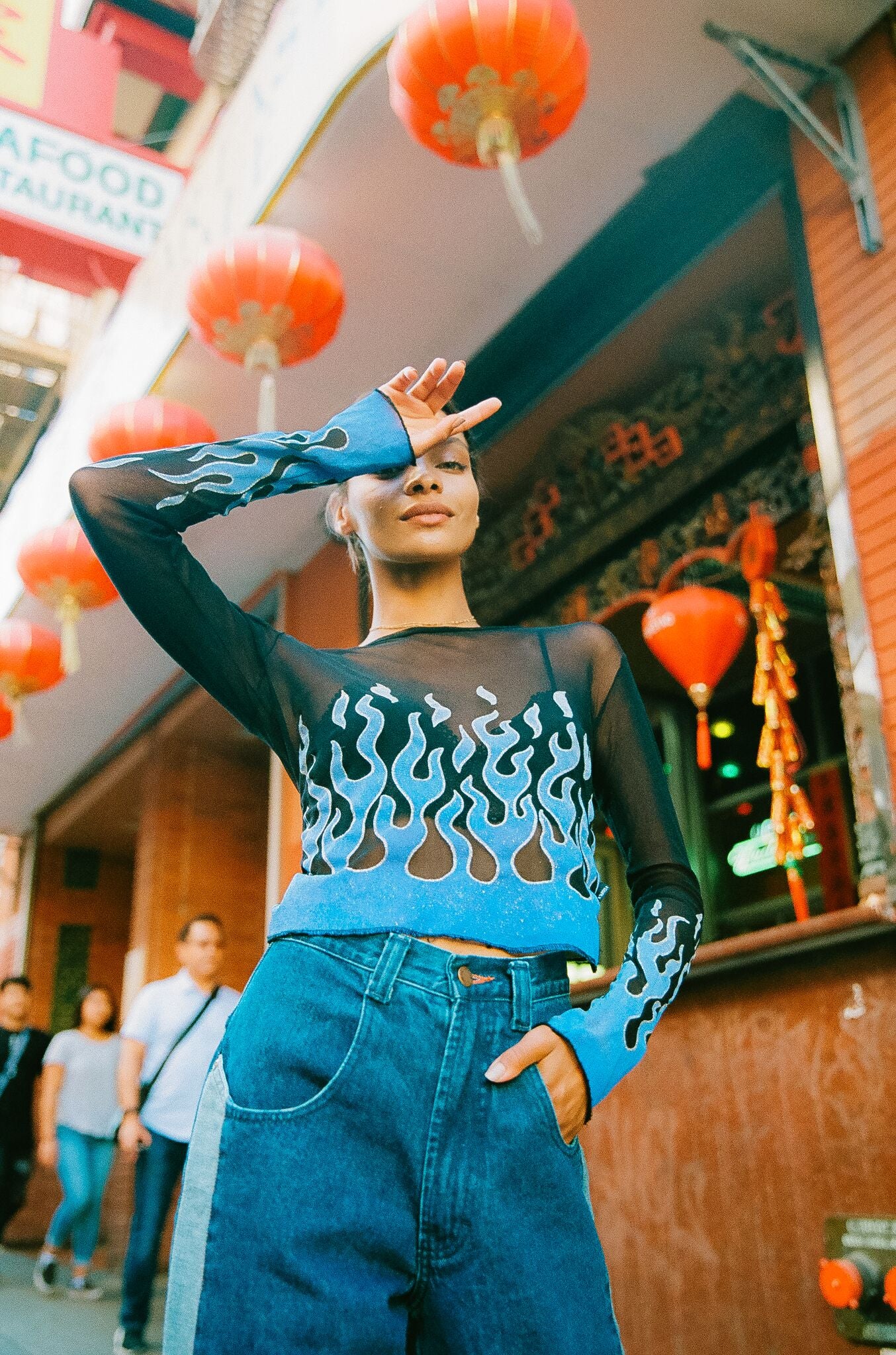 VTG 90s DKNY Flame Mesh Top VTG 90s DKNY Flame Mesh Top