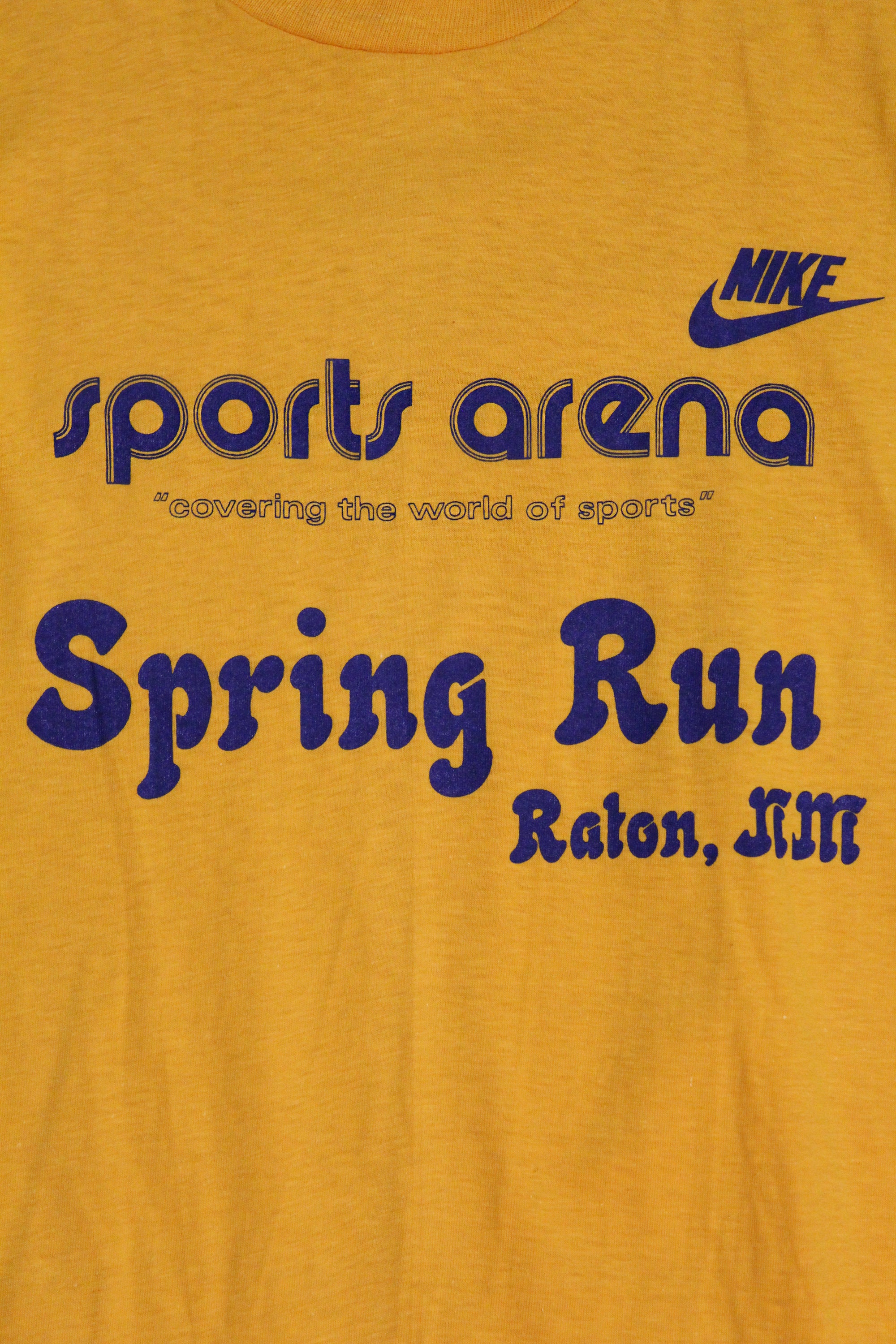 Vintage 1970&#39;s Deadstock Nike Pinwheel Tag Sports Arena T-Shirt