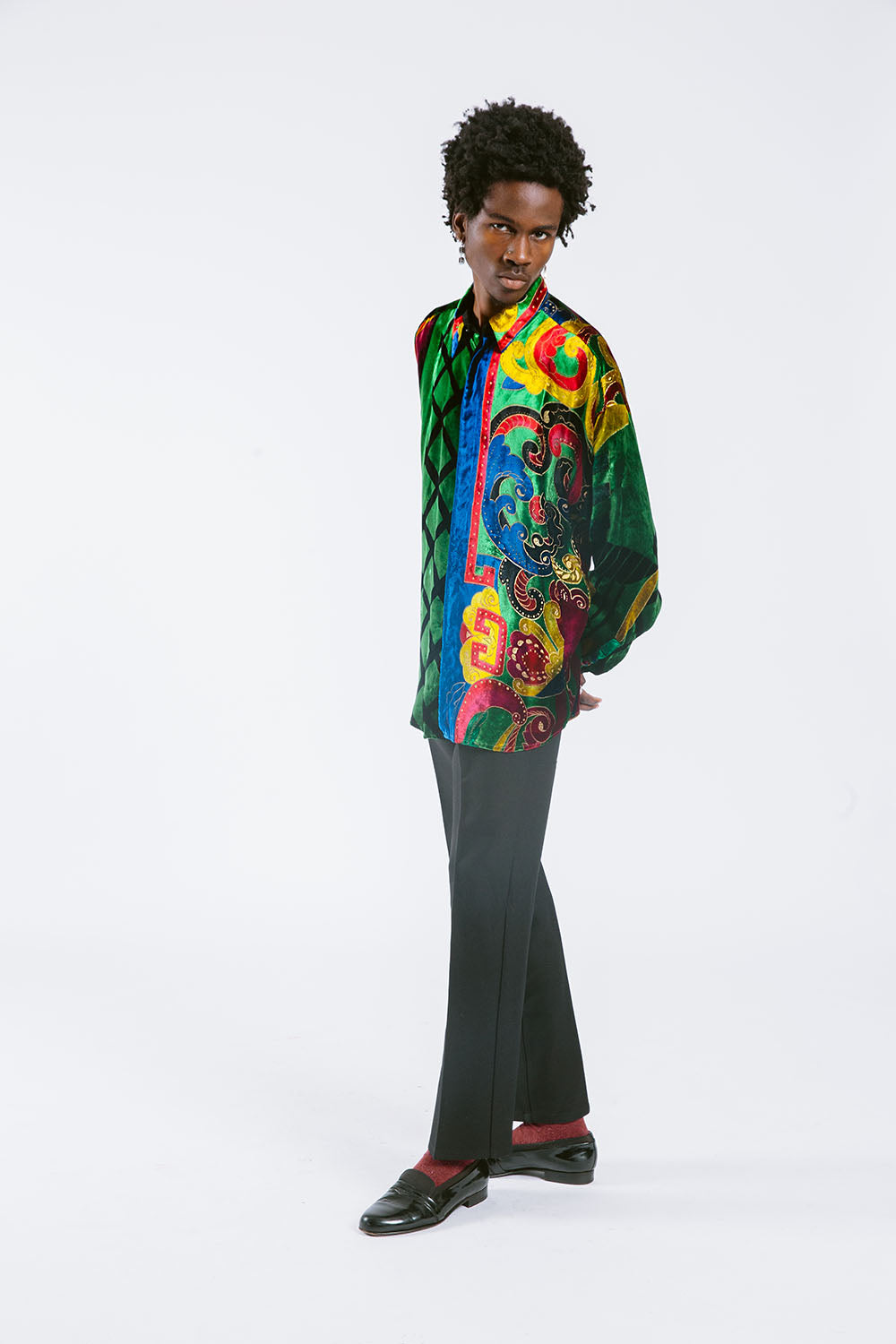 Vintage 90&#39;s Gianni Versace Velvet Silk Shirt