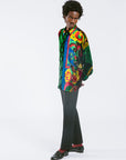 Vintage 90's Gianni Versace Velvet Silk Shirt