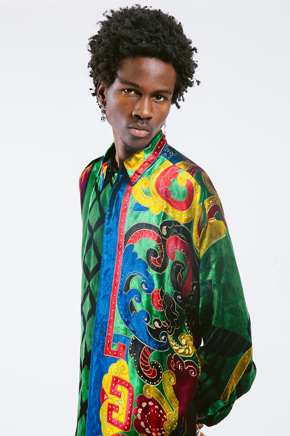 Vintage 90&#39;s Gianni Versace Velvet Silk Shirt