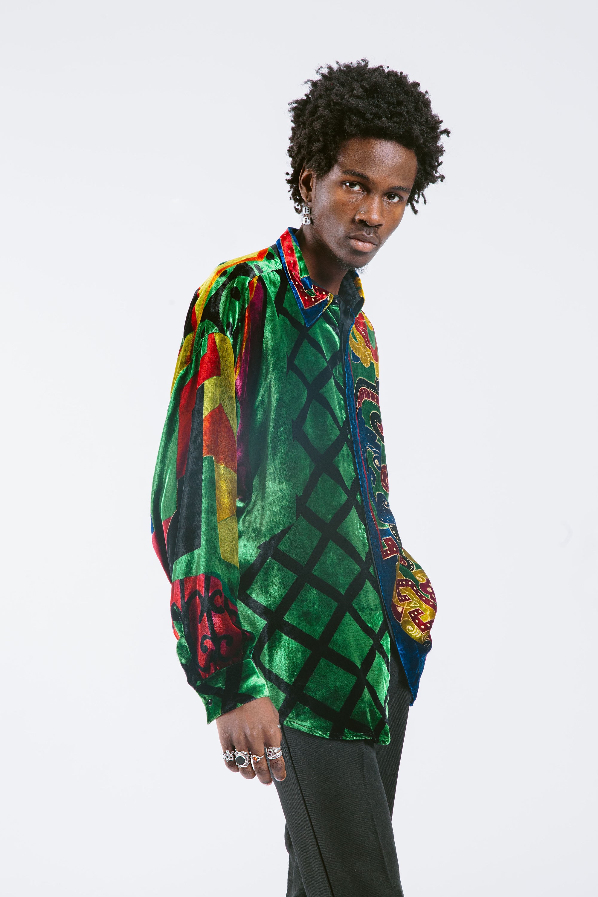 Vintage 90&#39;s Gianni Versace Velvet Silk Shirt