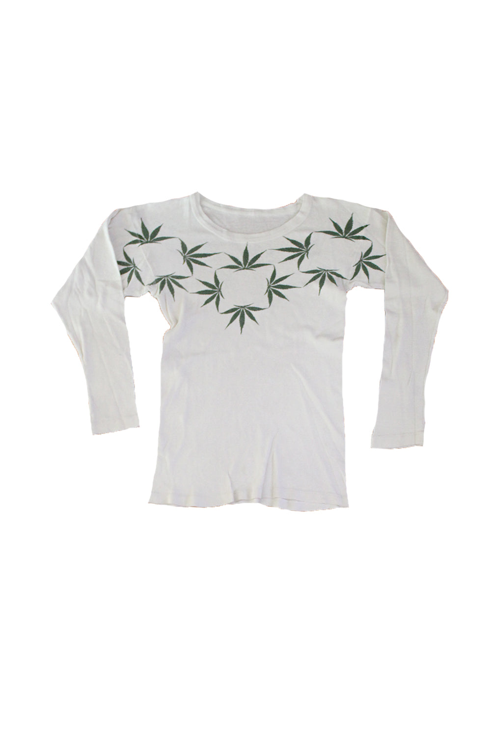 Vintage 60&#39;s Weed Cannabis Print Long Sleeve T-Shirt